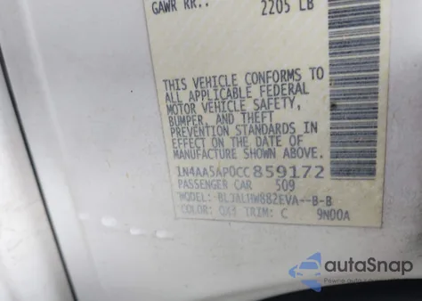 2012 Nissan Maxima 3.5 Sv z USA, uszkodzony, nr VIN 1N4AA5AP0CC859172